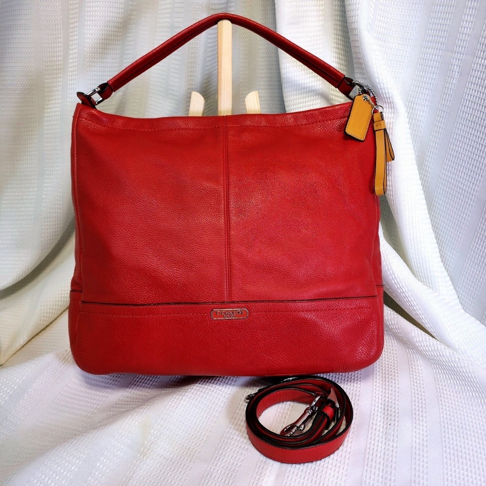 Coach Park Leather Hobo Bag Purse in Red New price was $359